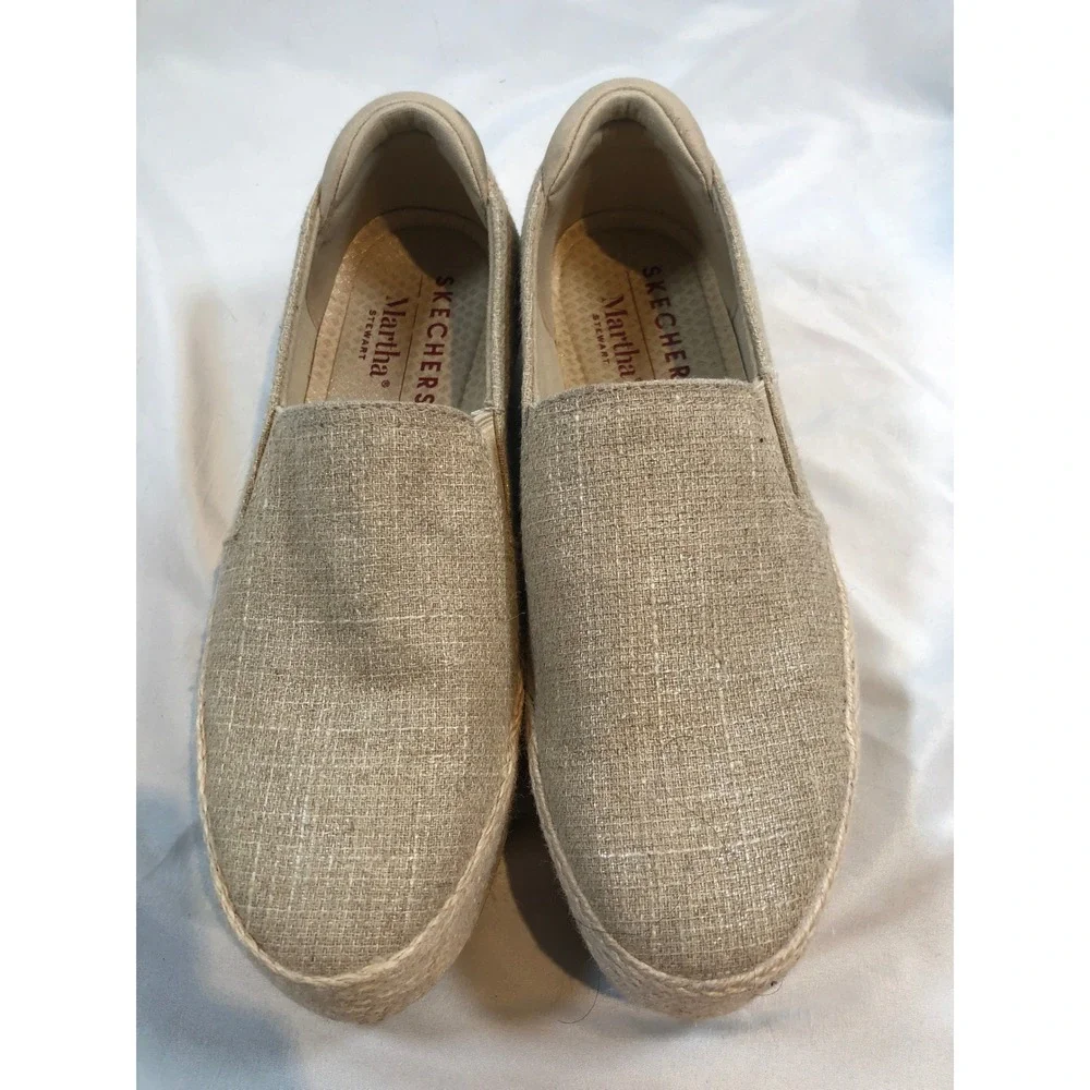 Skechers Martha Stewart Womens US 9 Espadrille Platform Slip On Shoes Natural